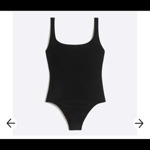 J CREW Black Scoop back Round Neck Tank SWIMSUIT M NWT